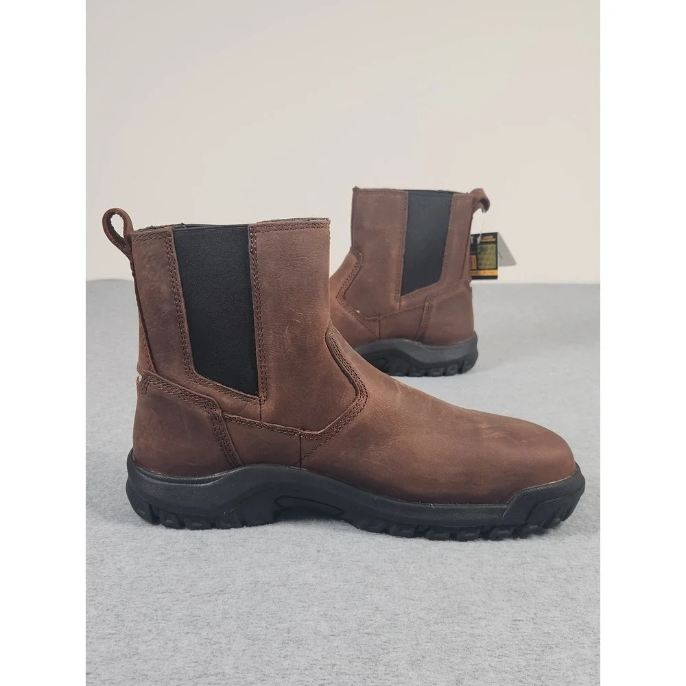 Caterpillar Work Boots Mens 9 Wide Brown Leather CAT Wheelbase Steel Toe P91026